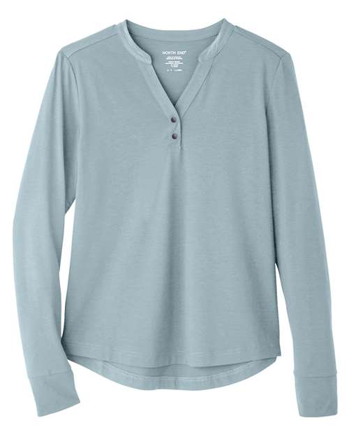 Ladies Snap-Up Stretch Performance Long Sleeve Henley