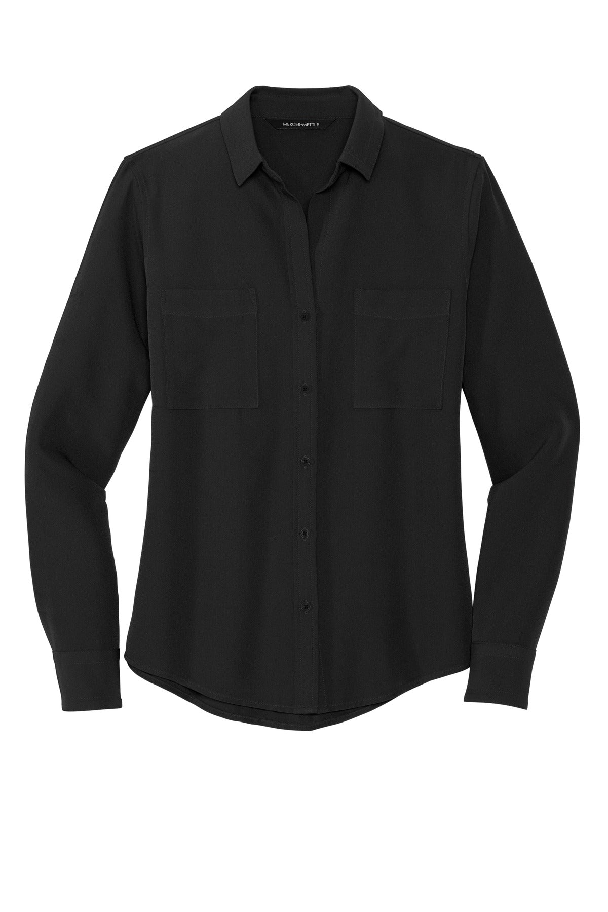 Ladies Long Slv Stretch Crepe Camp Shirt