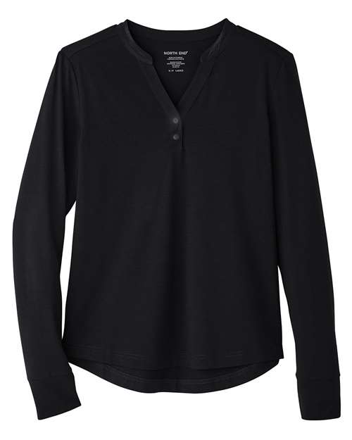Ladies Snap-Up Stretch Performance Long Sleeve Henley