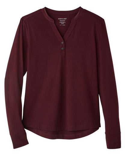 Ladies Snap-Up Stretch Performance Long Sleeve Henley