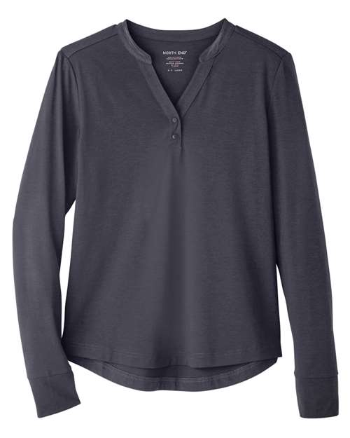 Ladies Snap-Up Stretch Performance Long Sleeve Henley