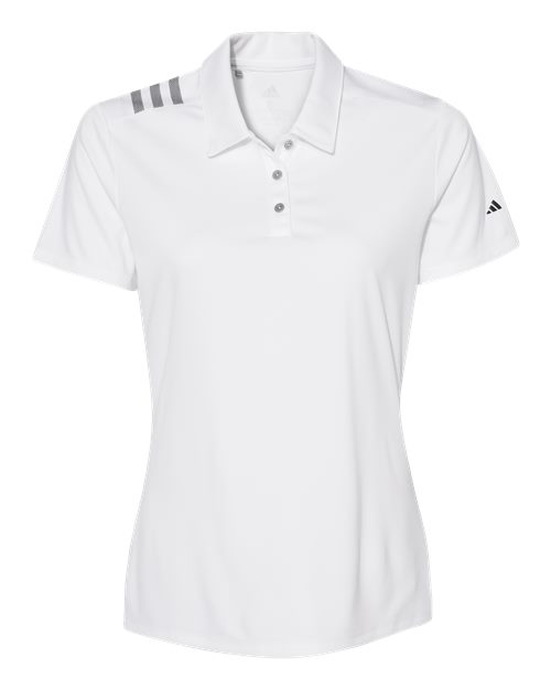 Ladies Adidas 3 Stripe Shoulder Polo Shirt