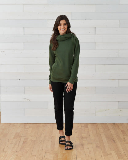 Ladies Funnel Neck Hooded Sweatshirt