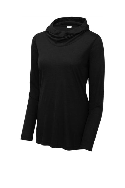 Ladies Tri-Blend Wicking Hooded Long Sleeve Hoodie T