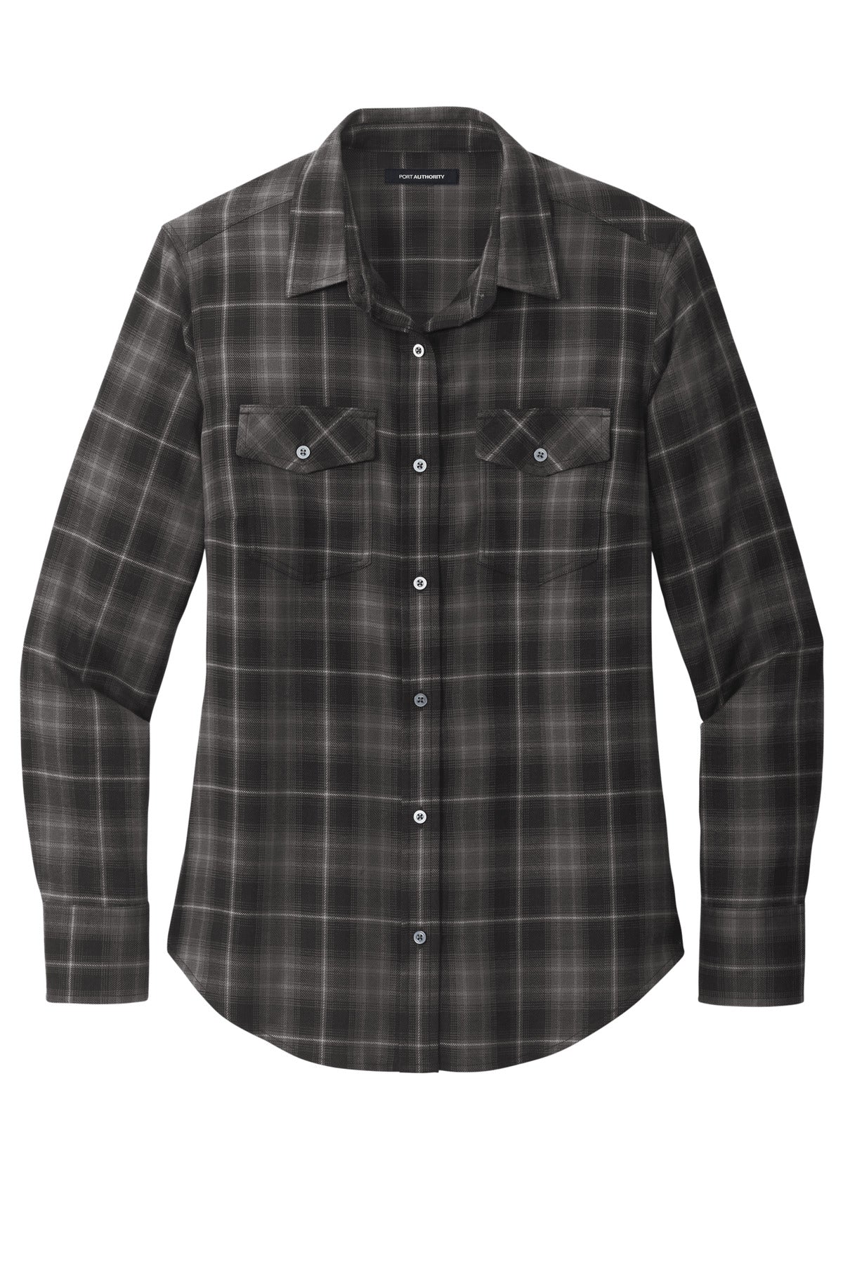 Ladies Ombre Plaid Long Sleeve Shirt