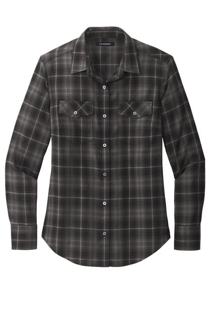 Ladies Ombre Plaid Long Sleeve Shirt