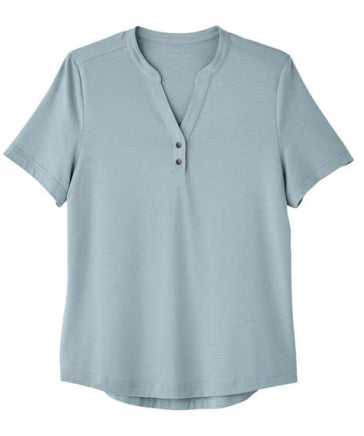 Ladies Snap-Up Stretch Performance Henley