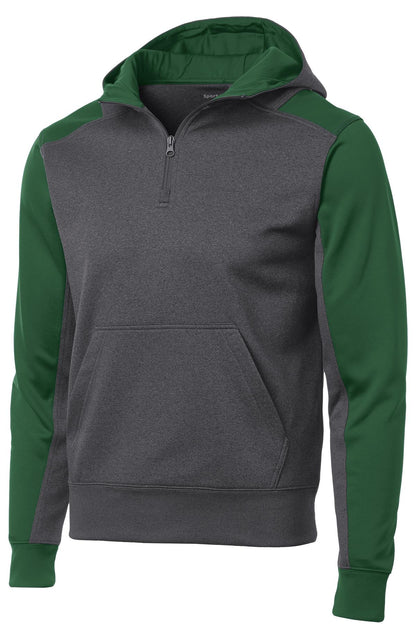 Performance Sport-Tek Colorblock 1/4 Zip Hooded Sweatshirt