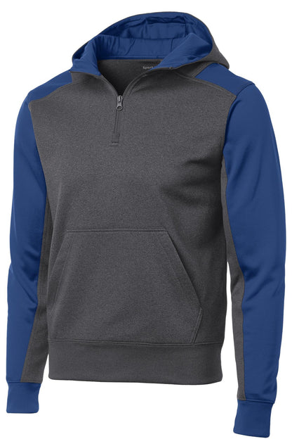 Performance Sport-Tek Colorblock 1/4 Zip Hooded Sweatshirt