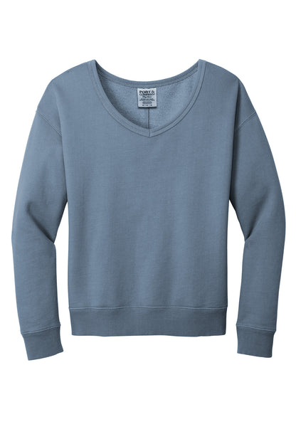 Ladies Beach Wash Garment Dye V-Neck Sweatshirt