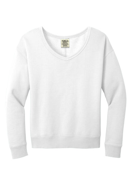 Ladies Beach Wash Garment Dye V-Neck Sweatshirt